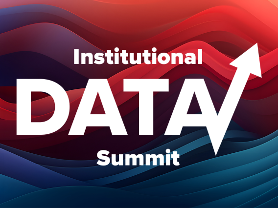 Institutional Data Summit logo on a wavy red and blue background