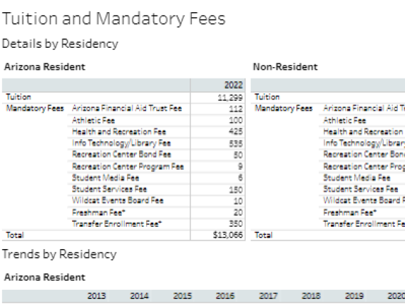 Student Tuition and Fees Workbook Screenshot