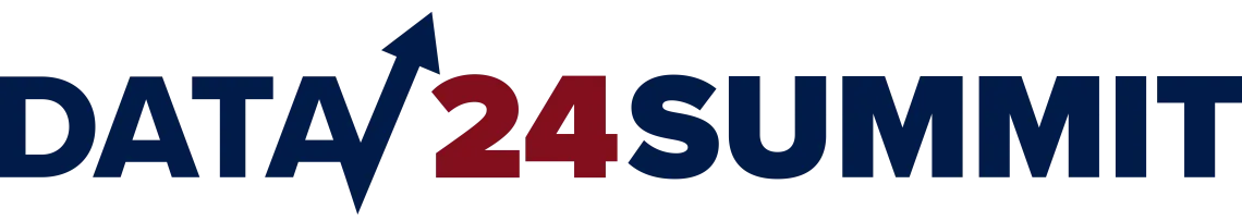 Long, red and blue Institutional Data Summit logo that reads: Data 24 Summit