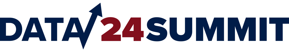 Long, red and blue Institutional Data Summit logo that reads: Data 24 Summit