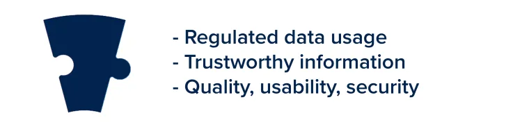 Midnight blue puzzle piece with bullet points describing Data Governance to the right of it