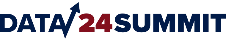 Long, red and blue Institutional Data Summit logo that reads: Data 24 Summit