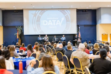 Audience in the Grand Ballroom seated for the data summit panel