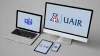 Desktop with UAIR logo on screen and laptop with MS Teams logo on screen